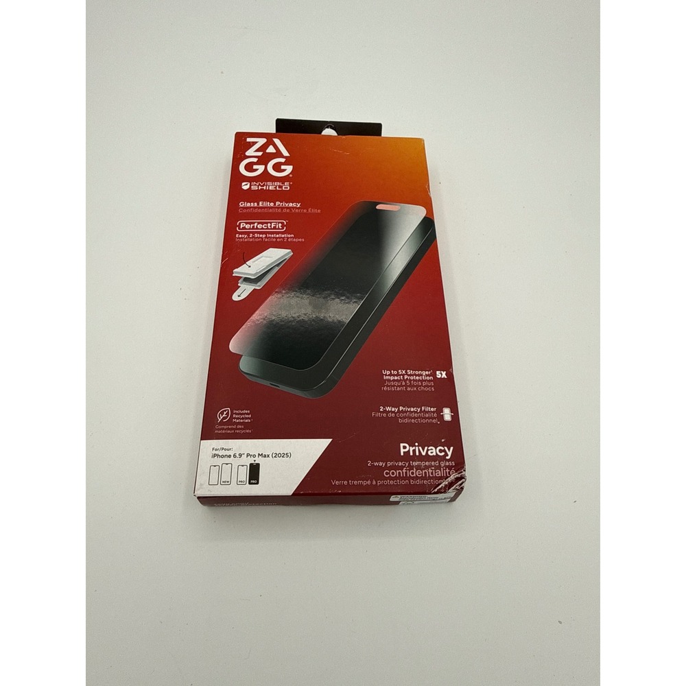 ZAGG Screen Protector iPhone 6.9 Pro Max New Black Privacy Glass Elite 2025